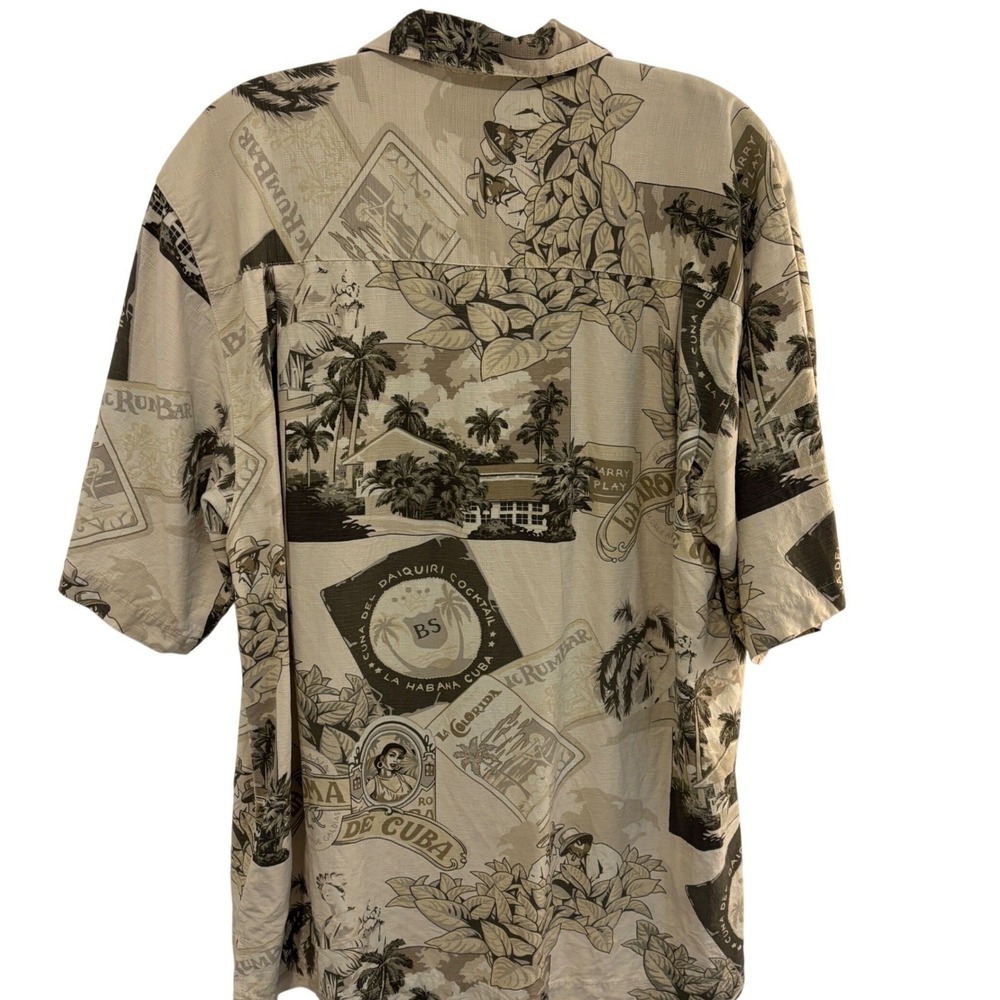 Seven Palm Silk Tropical Camp Shirt Men S Beige Short Sleeve Relaxed Fit Resort - Picture 4 of 10